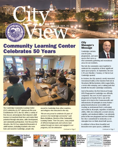 Cover image of the Winter 2021-22 issue of CityView Newsletter