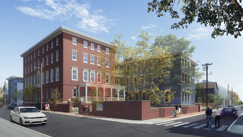 A rendering of an affordable housing property being built on the corner of Suffolk and Norfolk Streets.