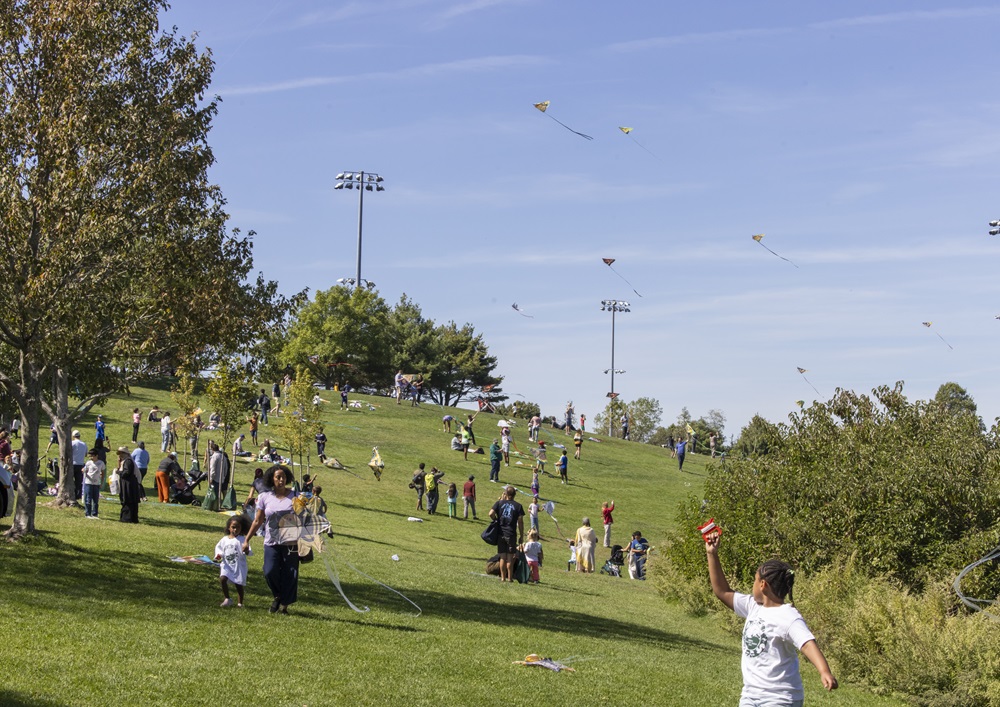 Cambridge families enjoy a sunny day at Danehy Park.