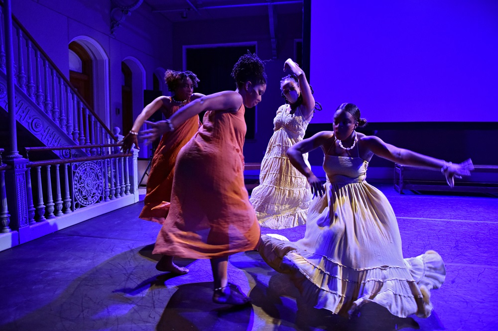 Image of Nailah Randall-Bellinger and RootsUprising's “Initiation—In Love Solidarity," was presented at the Multicultural Arts Center in 2022 as part of Cambridge Arts Ripple Festival. The presentation was a 2-part dance journey remembering the Middle Passage as a means to reclaiming Black humanity. Photo: Aaron King