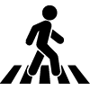 Icon of a person walking in a crosswalk