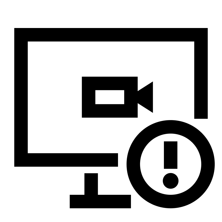 Icon of a computer monitor that shows a camera and a circle with an "i" in it.