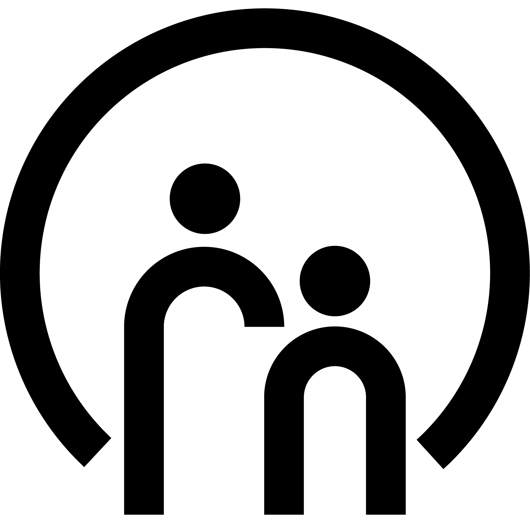 Icon of two people under a circular arch.