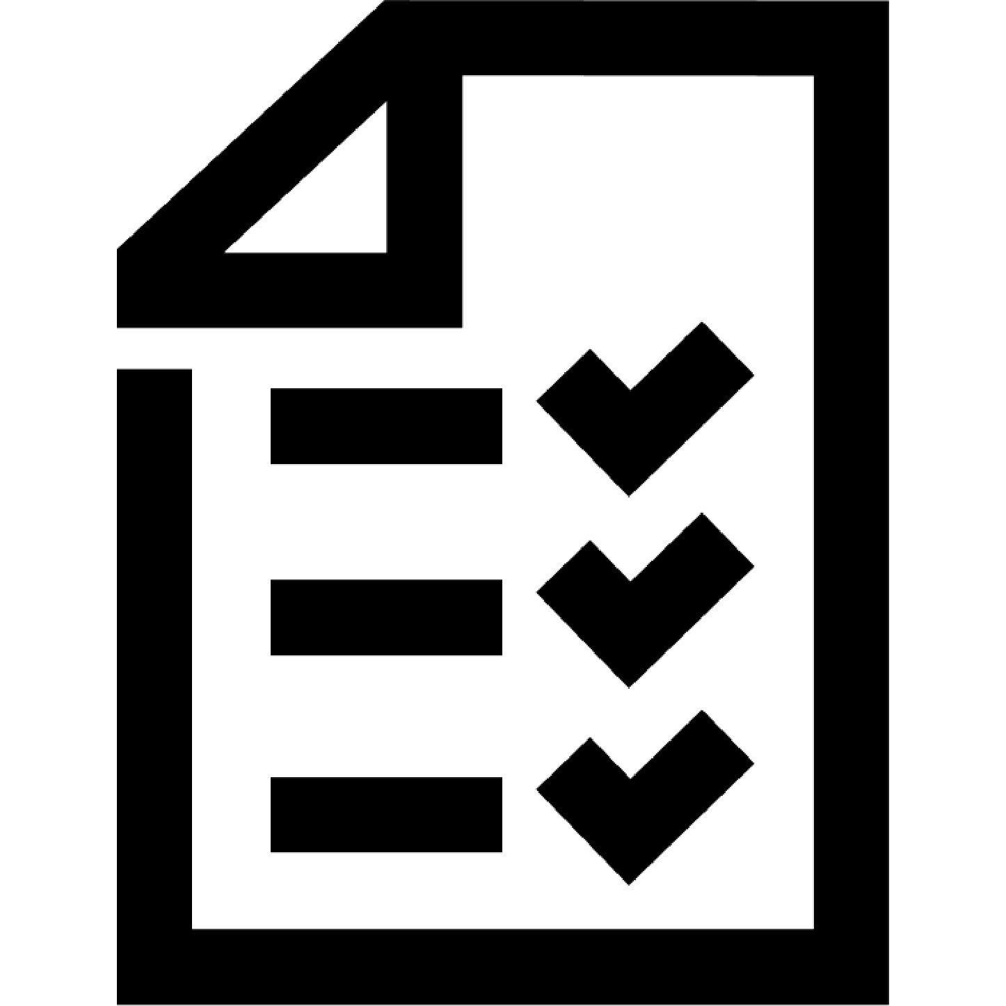 Icon of a sheet of paper with three lines with check marks.