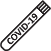 Icon of a test vial with "COVID-19" written on it