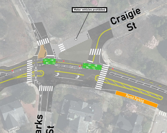 Currently, Craigie Street and Sparks Street merge together into Brattle Street. This project will create two distinct intersections.