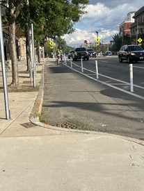 Separated bike lane near Porter Square.
