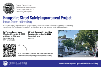 Second page of the Hampshire Street postcard give information on community meetings