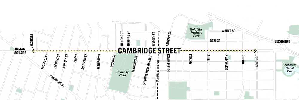 The Safety Improvement Project on Cambridge Street will make safety improvements to the area between Oak Street and Second Street.