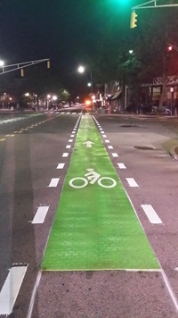 Inman Square Green Bike Lane Marking