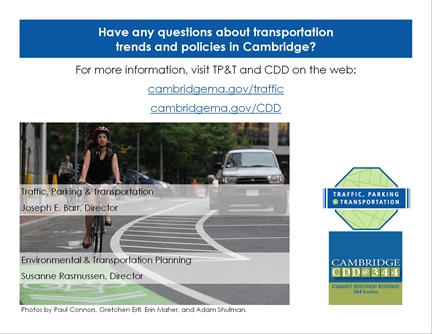 Transportation Trends page 15: For more information, visit TP&T and CDD online.