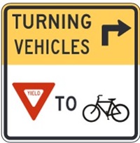 Turning vehicles Yield to Bikes