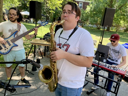 Patchnotes perform at Clement Morgan Park during the 2026 Cambridge Porchfest.