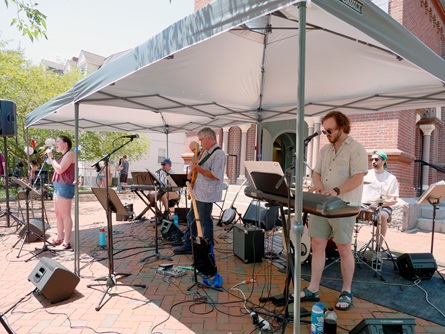 CTK Sound performs at Christ The King Church on Prospect Street during the 2026 Cambridge Porchfest.