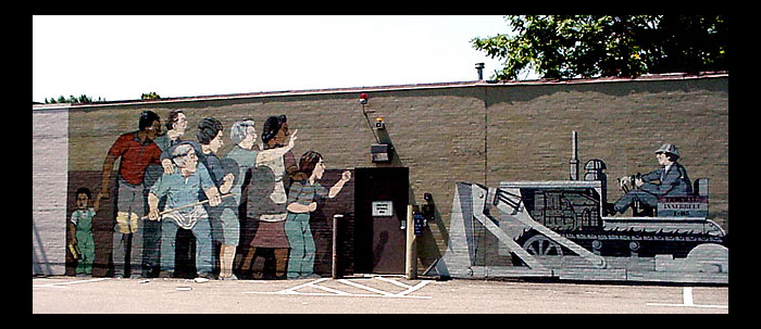 Bernard LaCasse’s Beat the Belt Mural painted on a brick wall in Cambridge