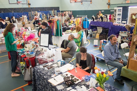 An overall photo of one of the crafts fairs during Cambridge Open Studios.