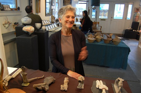 Artist Judith Motzkin with some of her sculptural works