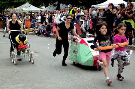 Participants racing in the People's Sculpture race