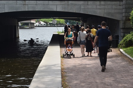 Strolling along the Lechmere Canal Park during the 2018 Cambridge Arts River Festival.