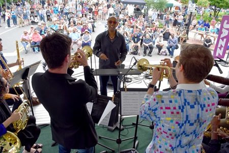 The Kevin Harris Project performs on the Jazz, R&B, & World Music Stage during the 2019 Cambridge Arts River Festival.