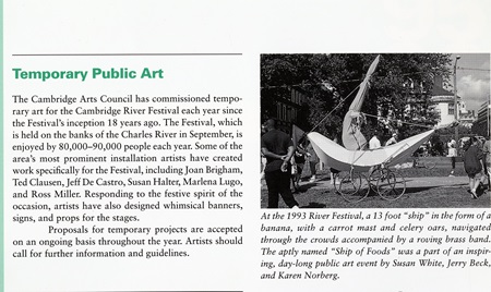 Temporary public art at Cambridge Arts River Festival, 1993.