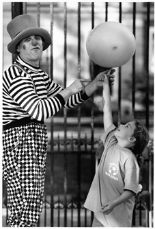 Clown at Cambridge Arts River Festival.