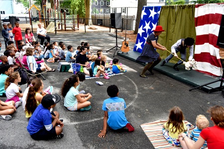 Bright Star Theatre performs for Summer In The City at the Kennedy Longfellow School, July 23, 2018.