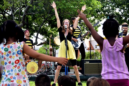 Bee Parks and the Hornets Band performed at Riverside Press Park on Aug. 1, 2019, for Cambridge Arts Summer In The City series.