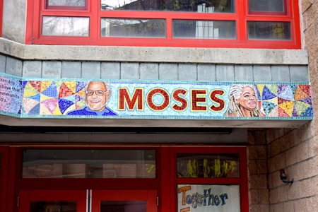David Fichter's mosaic at Cambridge's Moses Brown Youth Center, April 2021.