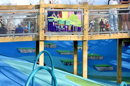 Dominic Killiany artwork at Louis A. DePasquale Universal Design Playground at Danehy Park, Cambridge.