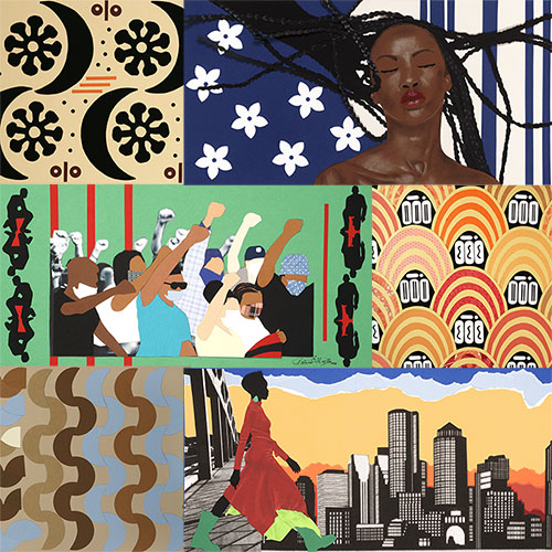 Panel designs from Patricia Thaxton's temporary mural, "The Beauty of Everyday Living," for Harvard Square.