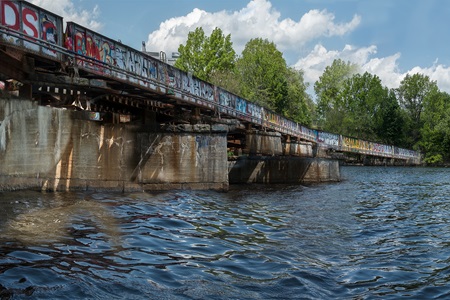 A bridge near Boston University, as seen in a detail of Richard Hackel's 500-foot-long 