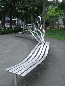 Vivian Beer's artistic stainless steel bench 