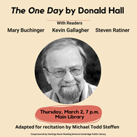 Event image for Major Poem Project: A Reading of The One Day by Donald Hall
