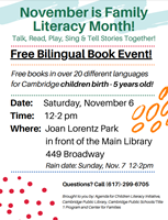 Event image for Family Literacy Month Bilingual Book Giveaway