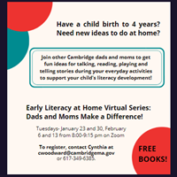 Event image for Early Literacy at Home Series: Dads and Moms Make a Difference!