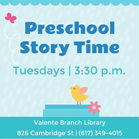 Event image for INDOOR Preschool Story Time (Valente)