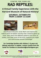 Event image for Rad Reptiles: A Virtual Family Experience with the Harvard Museum of Natural History!