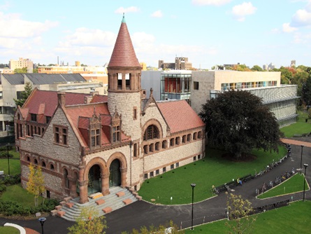 The restored historic Library as seen from the Cambridge Rindge and Latin School roof.