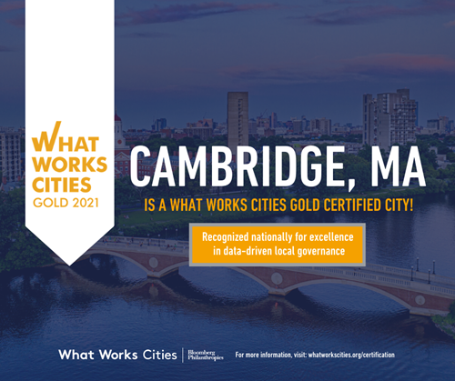 What Works Cities Gold 2021 Certification for Cambridge, MA