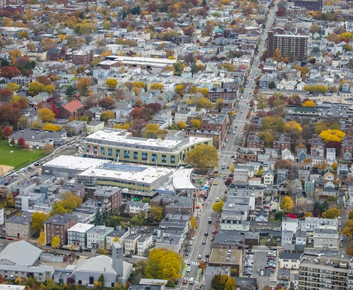 Aerial photo of Cambridge St.