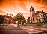 Cambridge City Hall with Orange Sunset by Kyle Klein