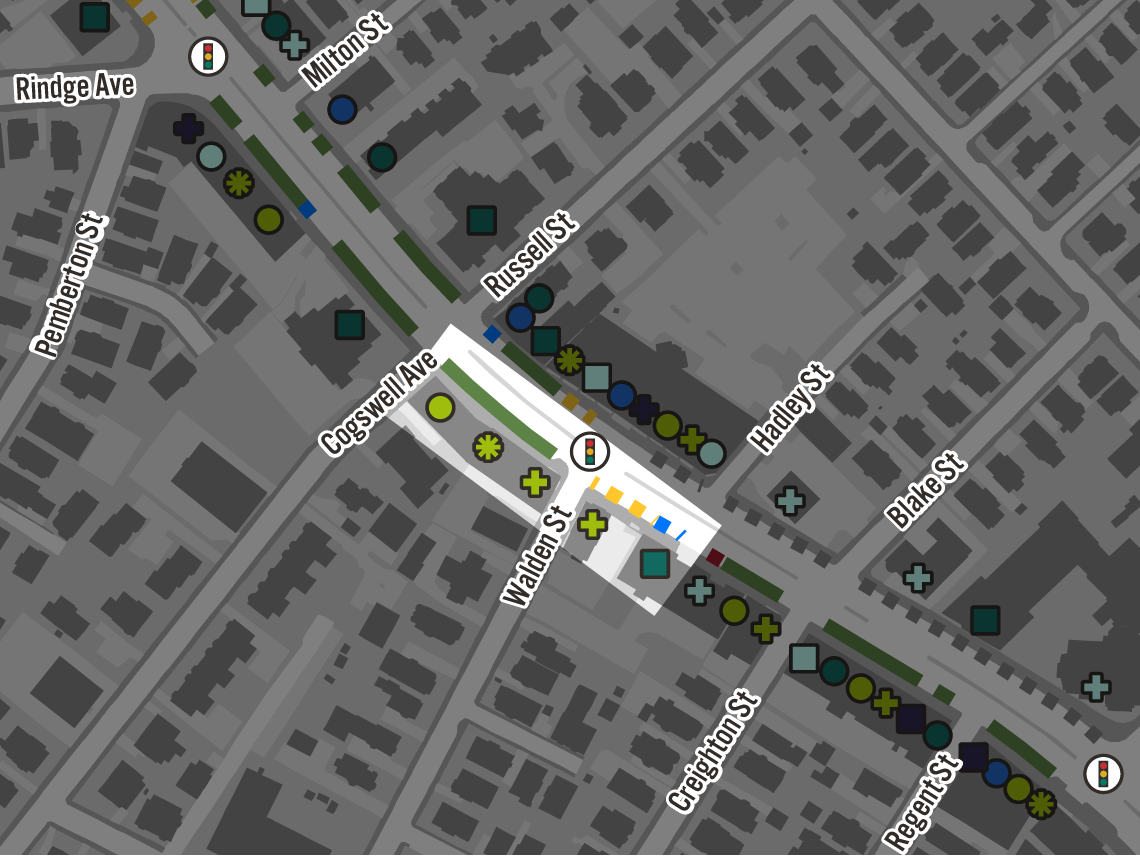 Map of curb and land uses.