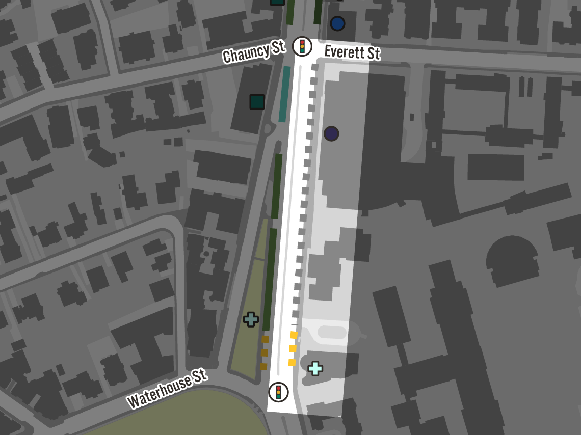 Map of curb and land uses.