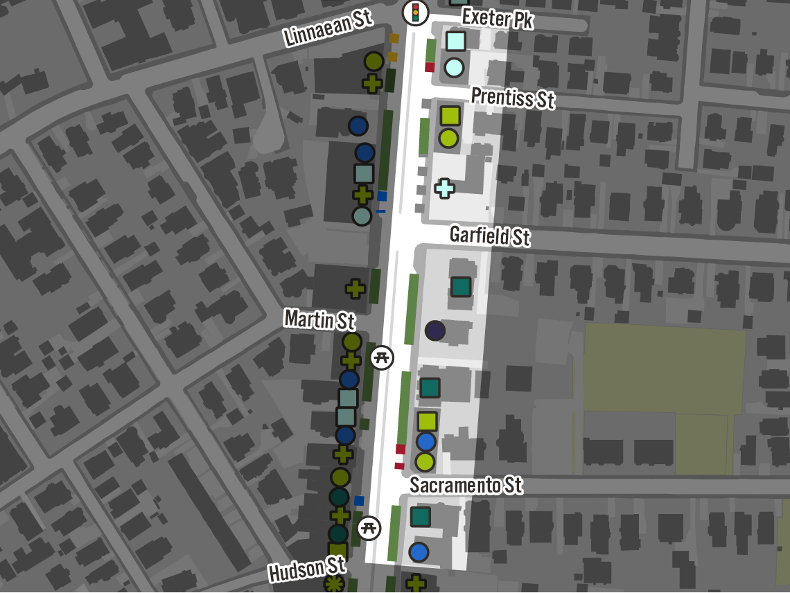 Map of curb and land uses.