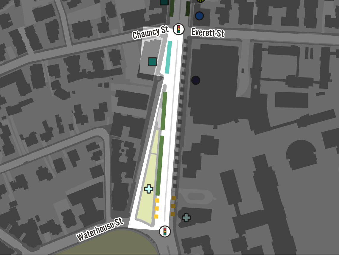 Map of curb and land uses.