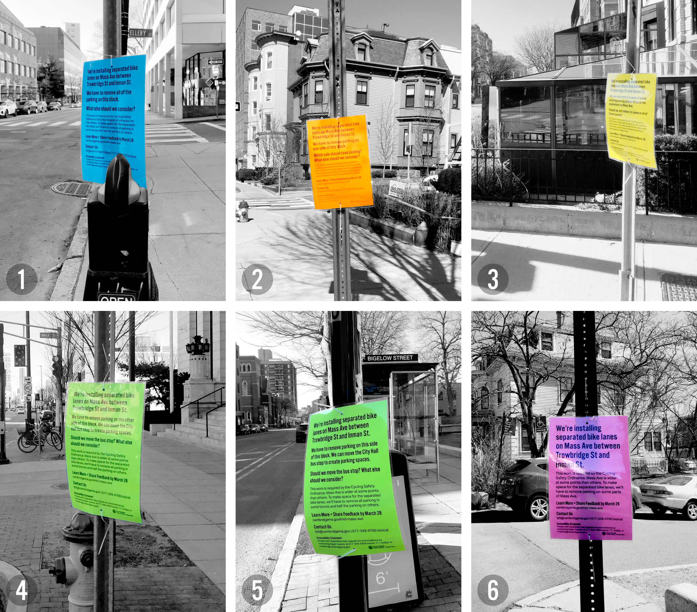 A photo collage of the six types of posters that were put out in the project area.