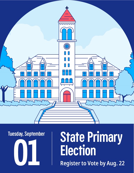 Graphic of City Hall and text State Primary Election's date of September 1
