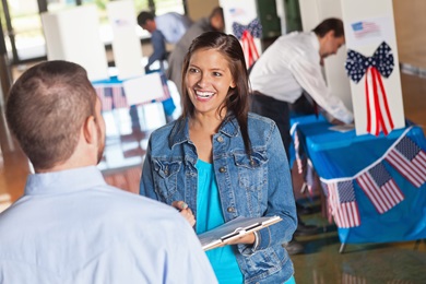 Election workers stock image