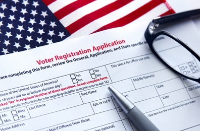 Voter registration stock image